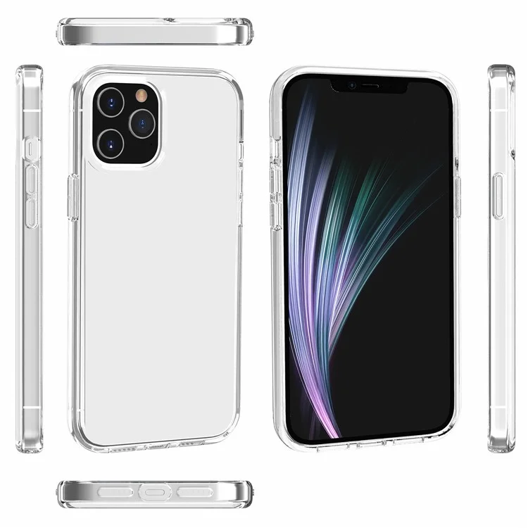 Custodia per telefono cellulare ibrida in PC+TPU anti-impronte digitali per iPhone 12 mini - Trasparente