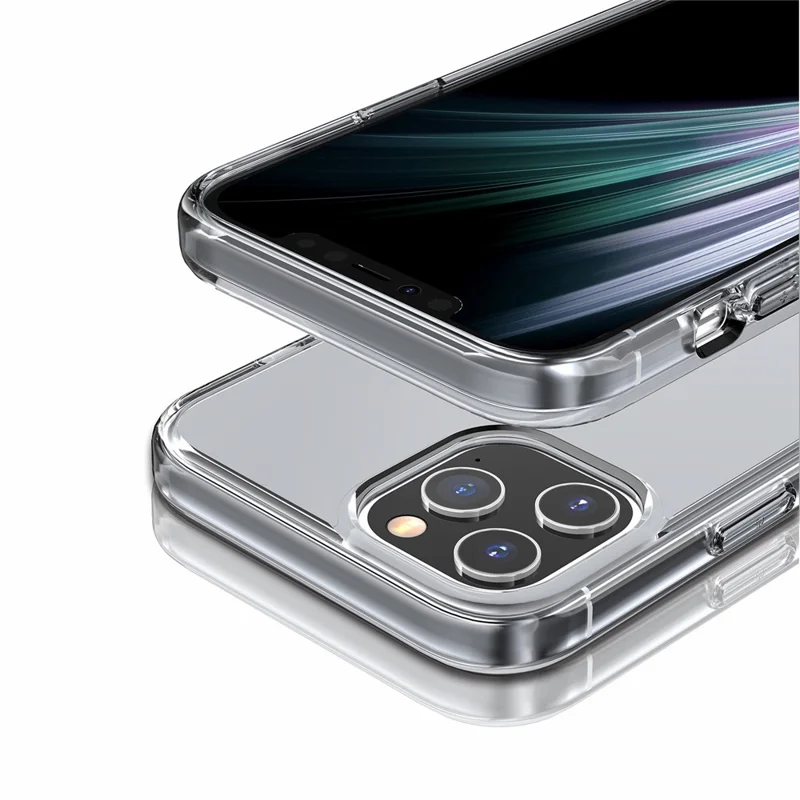 Anti-fingerprint Clear PC+TPU Combo Back Case for iPhone 12 - Grey