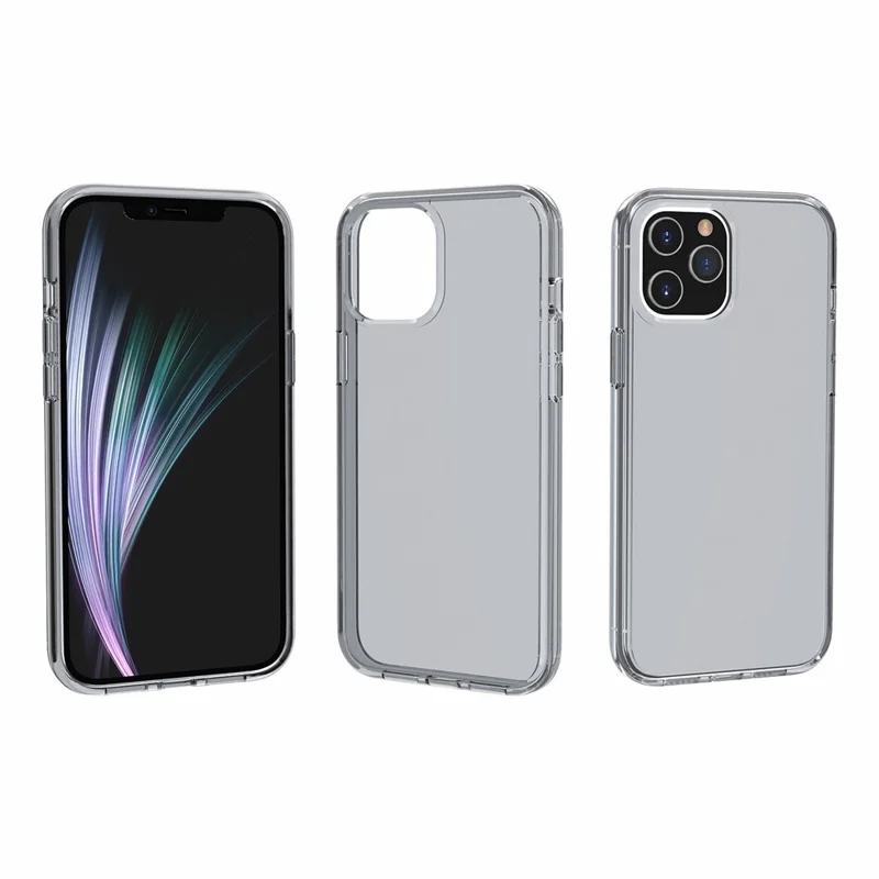 Anti-fingerprint Clear PC+TPU Combo Back Case for iPhone 12 - Grey