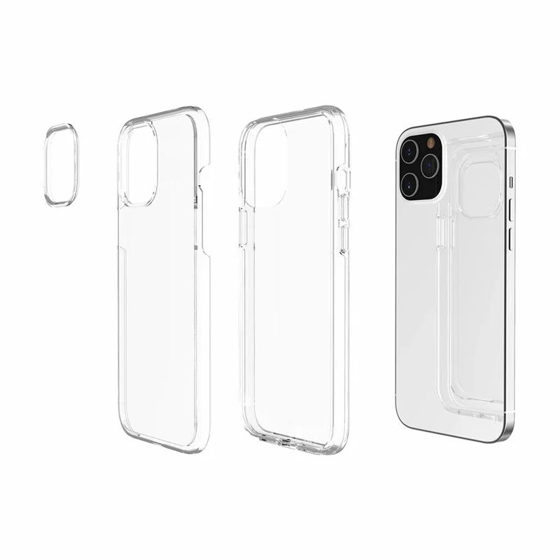 Anti-Fingerprint Clear PC+TPU Hybrid Phone Cover for iPhone 12 Pro Max 6.7 inch - Transparent