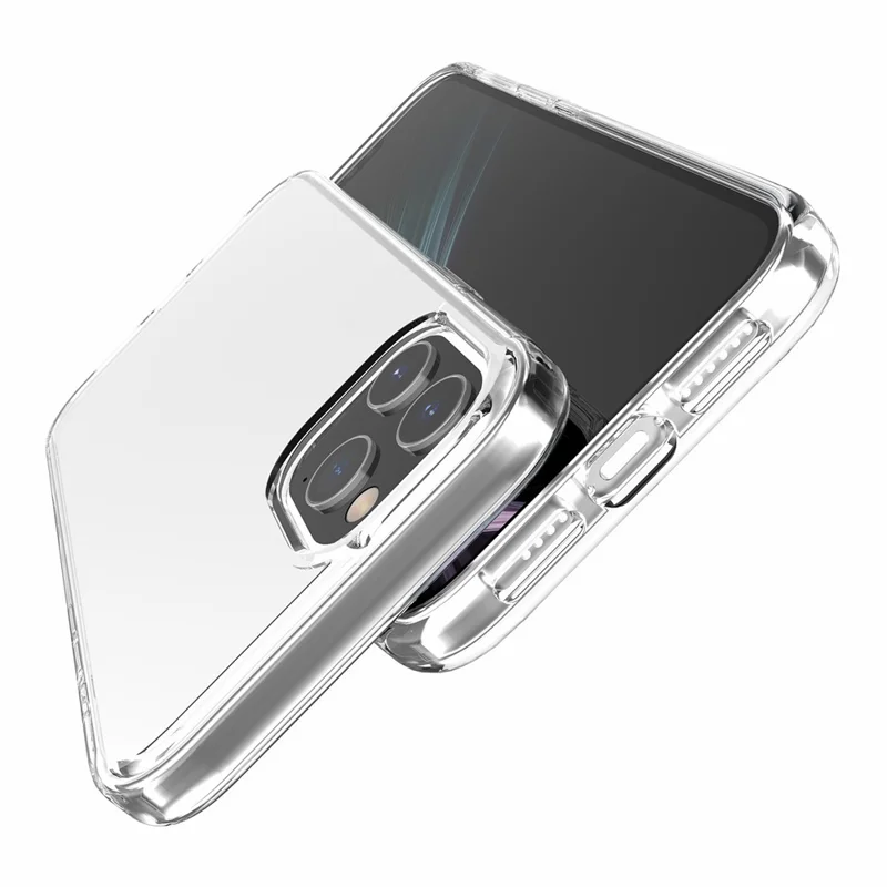 Anti-Fingerprint Clear PC+TPU Hybrid Phone Cover for iPhone 12 Pro Max 6.7 inch - Transparent