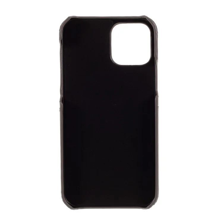 Doppelte Kartenschlitze Halter PU-Leder beschichtetes PC-Hartschalen-Handyhülle für iPhone 12 Pro 6.1 Zoll/12 6.1 Zoll - Grau