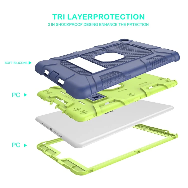 Detachable 2-in-1 Shock Proof Anti-dust Protective TPU + PC Kickstand Hybrid Case for iPad Air 2(iPad 6) - Blue/Green