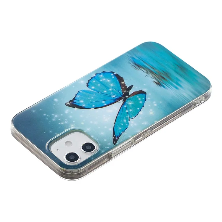 Noctilucent Patterned IMD TPU Case for iPhone 12 mini - Blue Butterfly