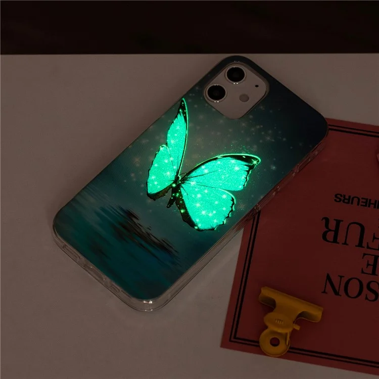 Noctilucent Patterned IMD TPU Case for iPhone 12 mini - Blue Butterfly