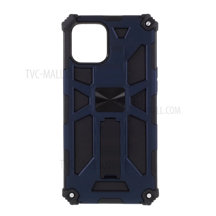 PC TPU Kickstand Armor Dropproof Shell with Magnetic Metal Sheet for iPhone 12 mini - Blue