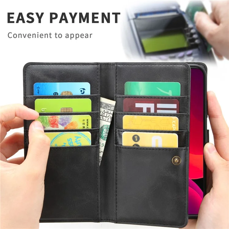 Multiple Card Slots Split Leather Phone Cover Case for iPhone 12 mini 5.4 inch - Black