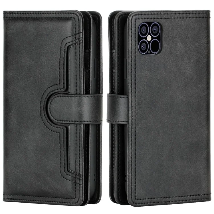 Multiple Card Slots Split Leather Phone Cover Case for iPhone 12 mini 5.4 inch - Black