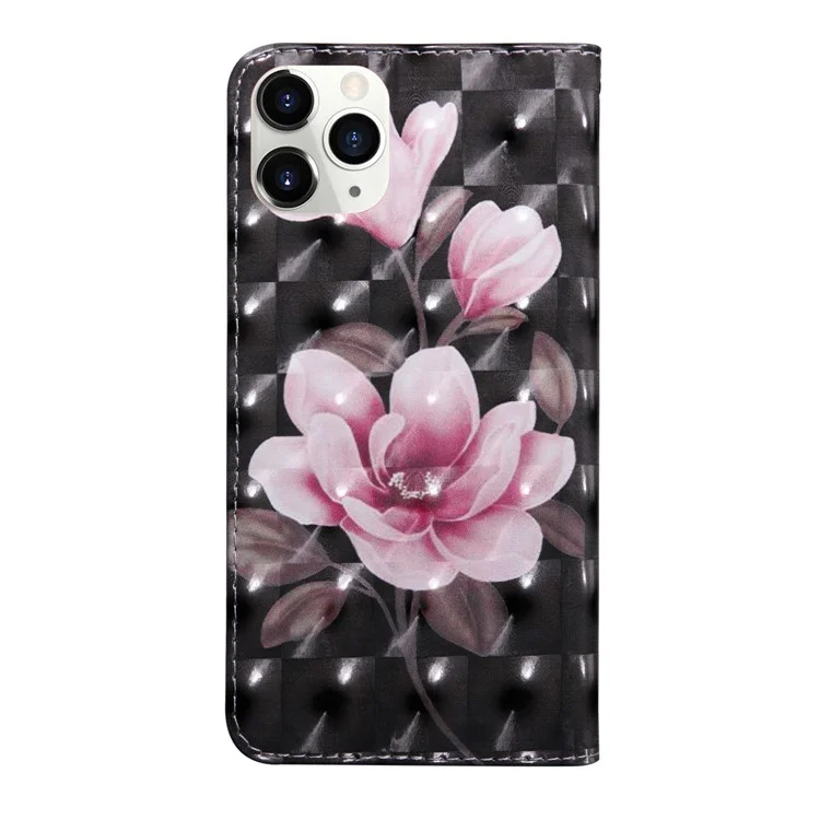 Light Spot Decor Patterned Leather Wallet Stand Case for iPhone 12 Pro/12 - Pink Flowers