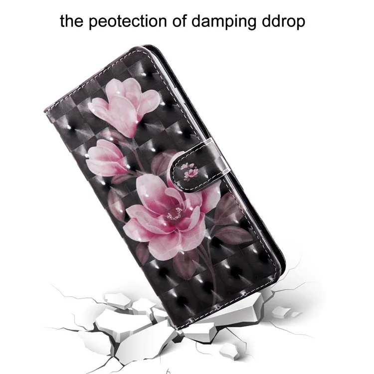 Light Spot Decor Patterned Leather Wallet Stand Case for iPhone 12 Pro/12 - Pink Flowers