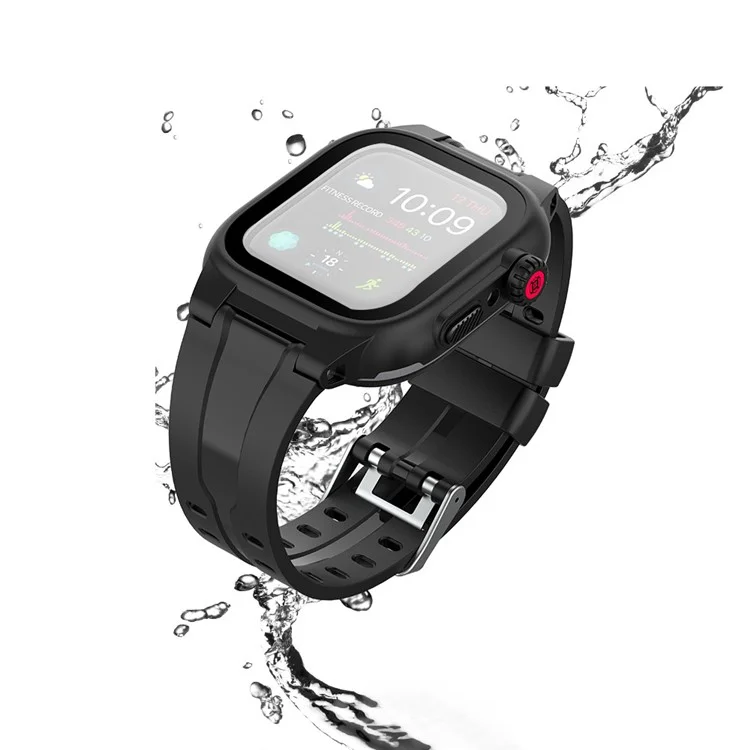 SHELLBOX Bracelet de montre en silicone respirant pour sports et couvercle étanche pour Apple Watch Series SE / SE (2022) / 6 / 5 / 4 44mm