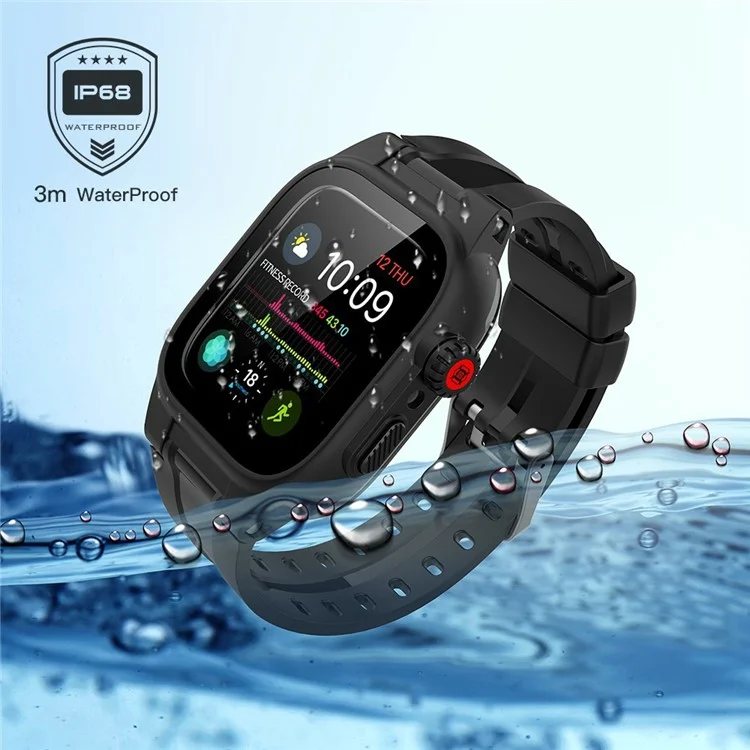 SHELLBOX Bracelet de montre en silicone respirant pour sports et couvercle étanche pour Apple Watch Series SE / SE (2022) / 6 / 5 / 4 44mm