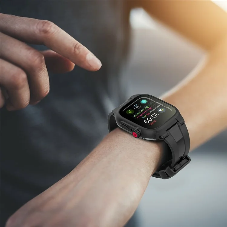 SHELLBOX Bracelet de montre en silicone respirant pour sports et couvercle étanche pour Apple Watch Series SE / SE (2022) / 6 / 5 / 4 44mm