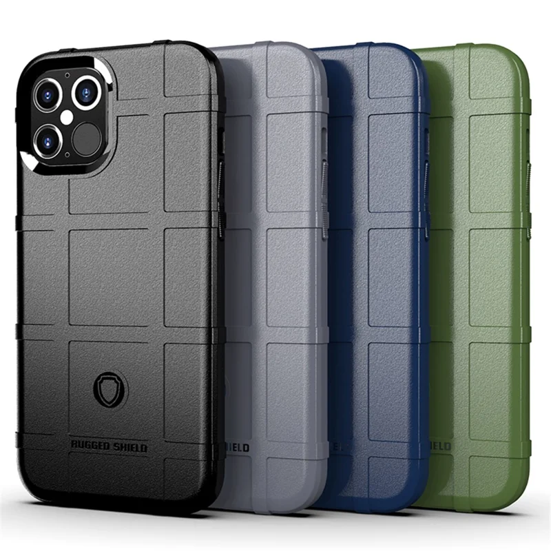 Anti-shock Square Texture Thicken TPU Shell for iPhone 12 Pro Max 6.7 inch - Green