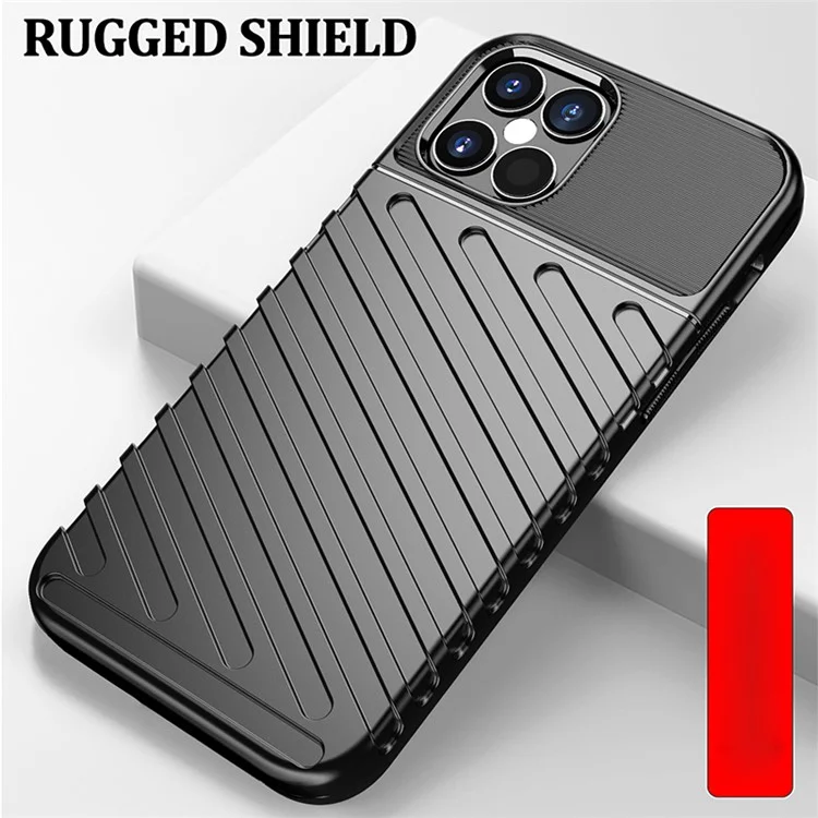 Thunder Series Twill Texture TPU Case Cover for iPhone 12 Pro/12 - Black