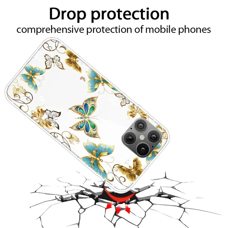 Pattern Printing Soft TPU Shell for iPhone 12 Pro/12 - Butterfly