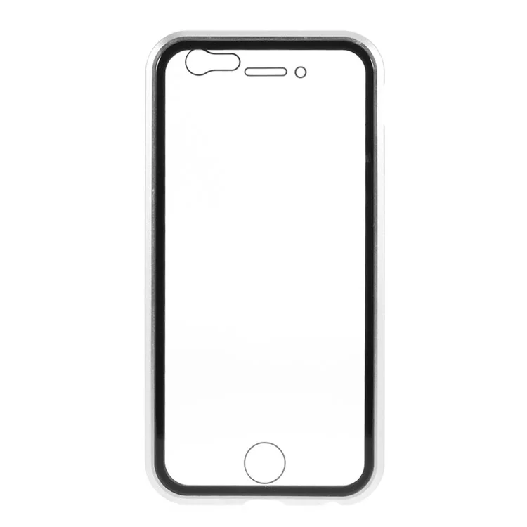 Double-sided Tempered Glass + Magnetic Adsorption Metal Frame Protection Phone Cover for iPhone 6/6s 4.7-inch - Silver