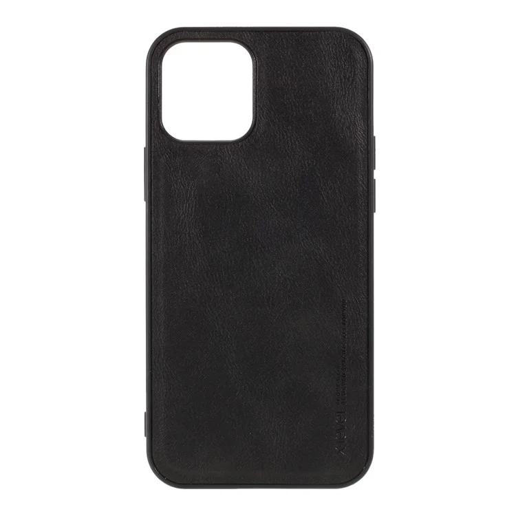 X-LEVEL Vintage Style PU Leather Coated TPU Phone Shell for iPhone 12 Pro/12 - Preto