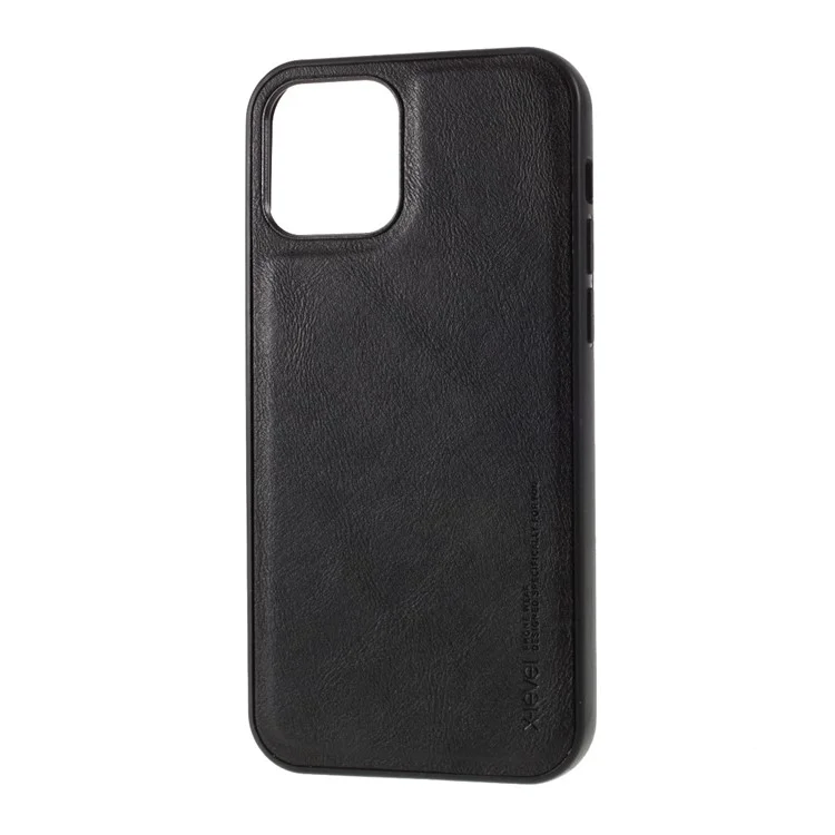 X-LEVEL Vintage Style PU Leather Coated TPU Phone Shell for iPhone 12 Pro/12 - Preto