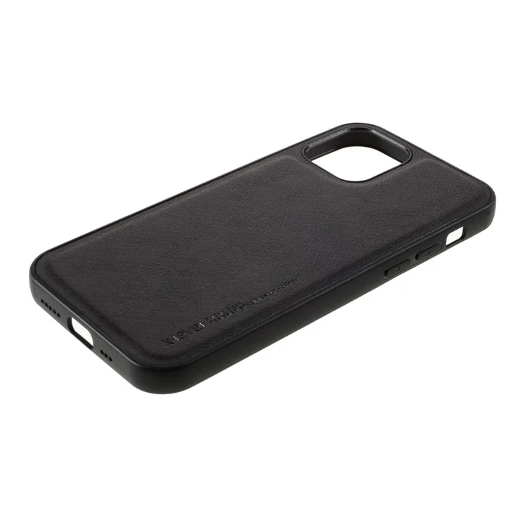 X-LEVEL Vintage Style PU Leather Coated TPU Phone Shell for iPhone 12 Pro/12 - Preto