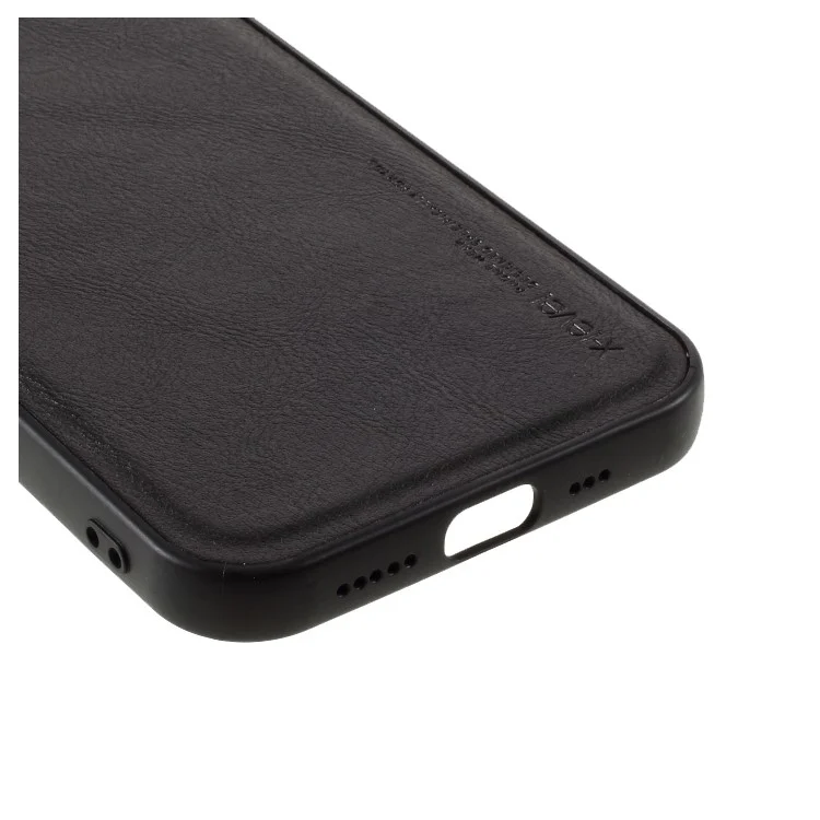 X-LEVEL Vintage Style PU Leather Coated TPU Phone Shell for iPhone 12 Pro/12 - Preto