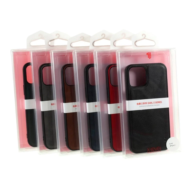 X-LEVEL Vintage Style PU Leather Coated TPU Phone Shell for iPhone 12 Pro/12 - Preto