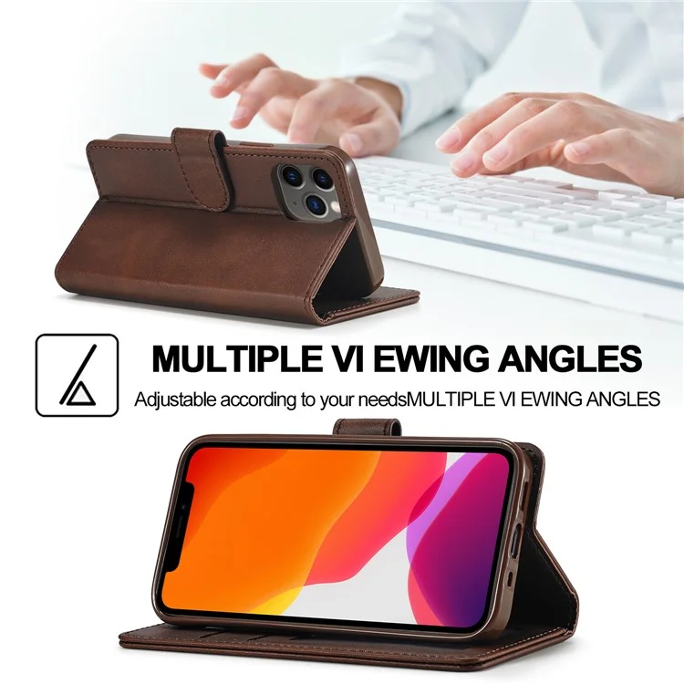 LC.IMEEKE Estuche de Billetera de Cuero para iPhone 12 - Café