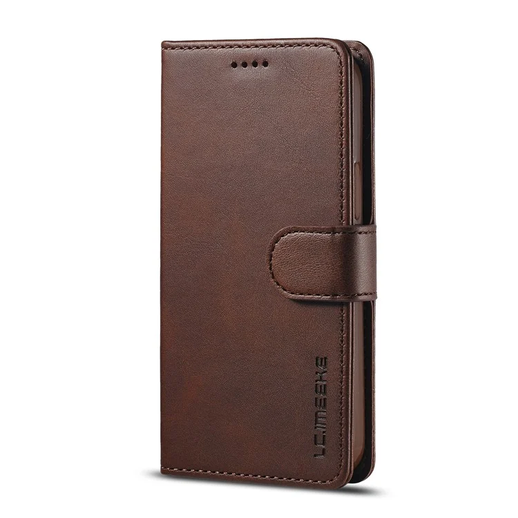 LC.IMEEKE Estuche de Billetera de Cuero para iPhone 12 - Café