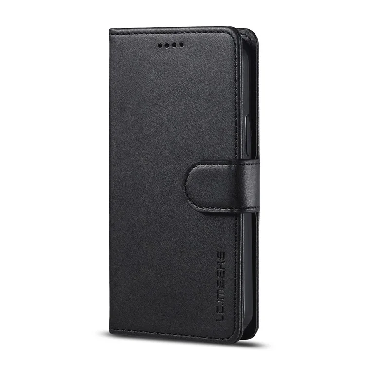 LC.IMEEKE Card Holder Leather Wallet Stand Cover Phone Case for iPhone 12 Pro 6.1 inch - Black