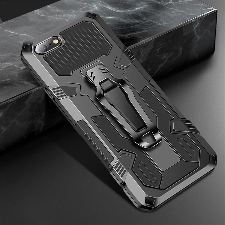 Plastic + TPU Hybrid Case with Kickstand for iPhone SE (2020)/SE (2022)/8/7 - Black