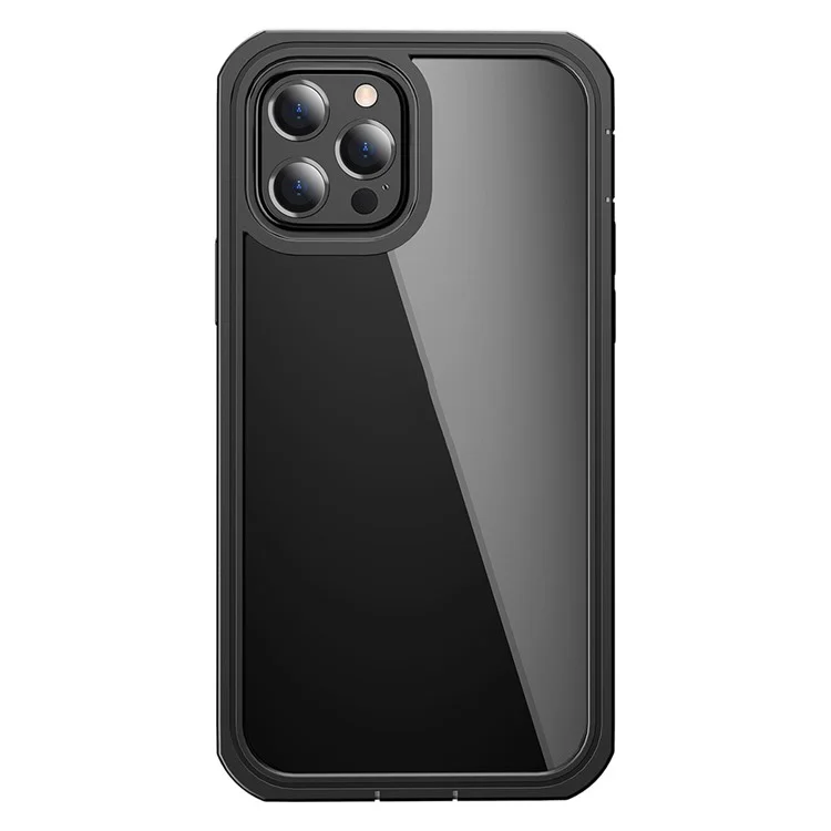Pour iPhone 12 6,1 pouces/12 Pro 6,1 pouces Étui de téléphone PC robuste tout-en-un avec film de protection d'écran en PET intégré