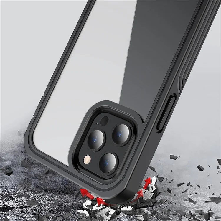 Pour iPhone 12 6,1 pouces/12 Pro 6,1 pouces Étui de téléphone PC robuste tout-en-un avec film de protection d'écran en PET intégré