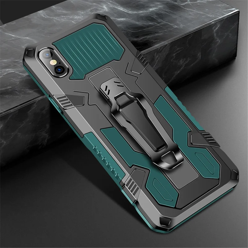 Plastic + TPU Hybrid Phone Case with Kickstand for iPhone XS / X 5.8-inch - Green
