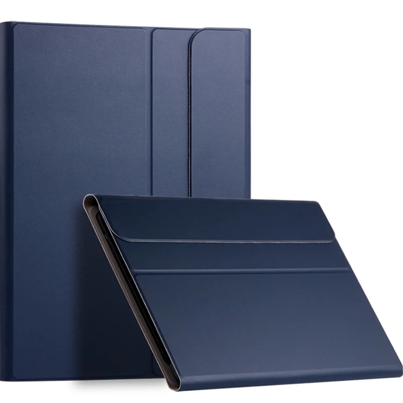 For iPad Pro 12.9 (2020) Leather Stand Tablet Case with Detachable Magnetic Wireless Keyboard (Without Touchpad) - Blue