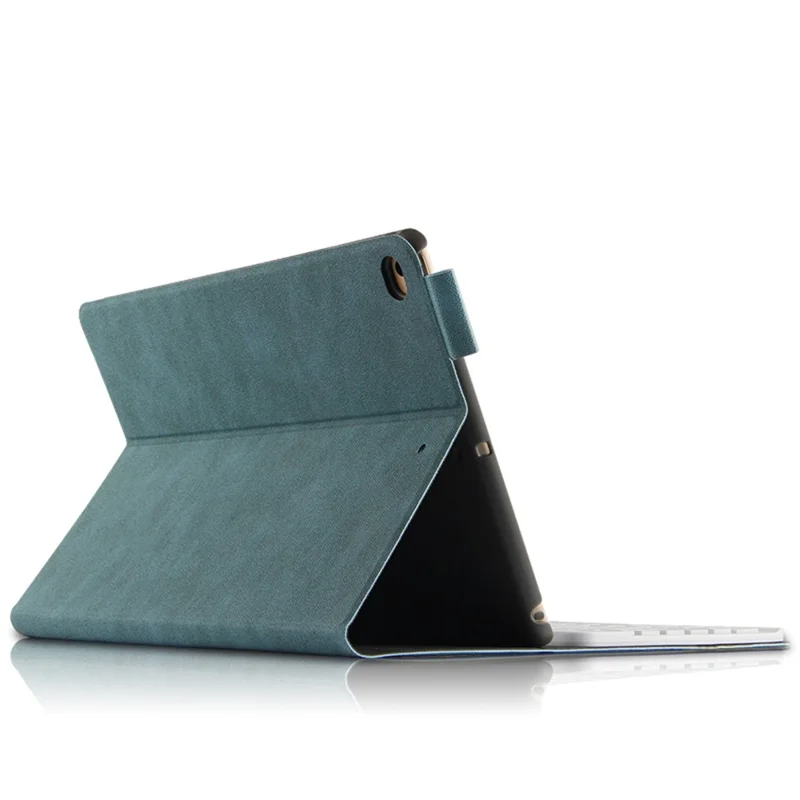 Bluetooth-compatible Keyboard Leather Stand Shell Case for iPad 9.7-inch (2018) - Blue / White