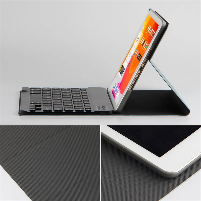 Bluetooth-compatible Keyboard Leather Stand Shell Case for iPad 9.7-inch (2018) - Blue / Black