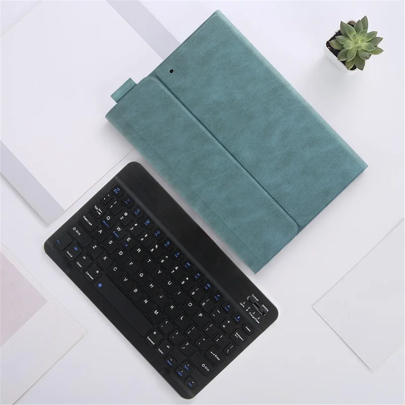 Bluetooth-compatible Keyboard Leather Stand Shell Case for iPad 9.7-inch (2018) - Blue / Black