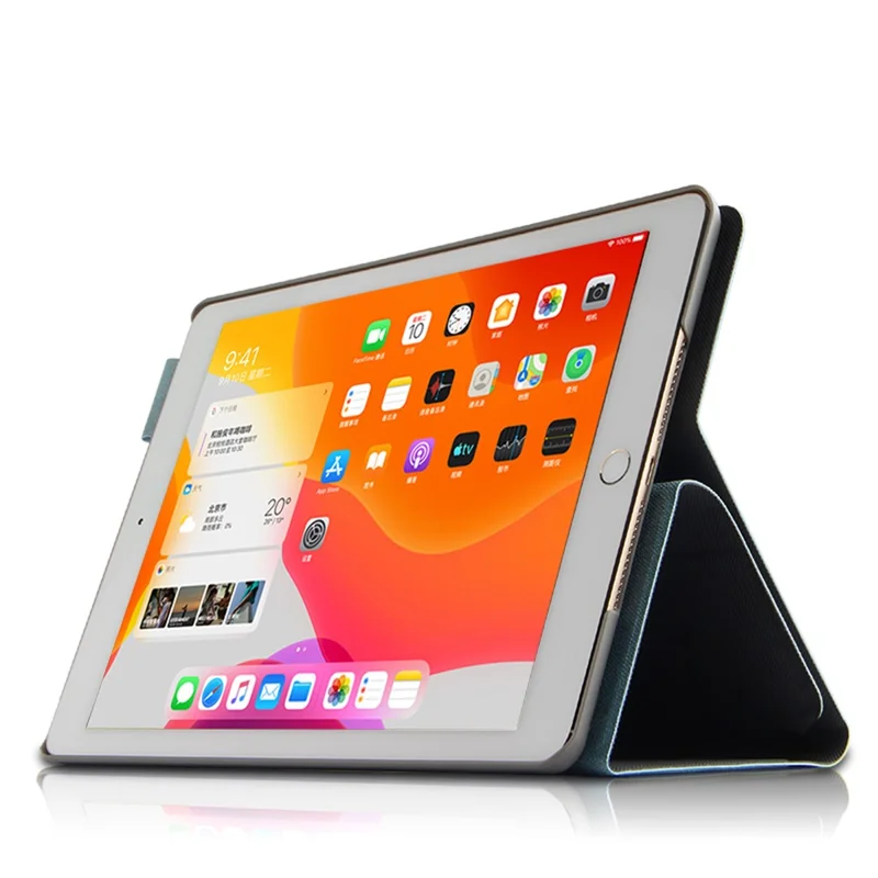 Bluetooth-compatible Keyboard Leather Stand Shell Case for iPad 9.7-inch (2018) - Blue / Black