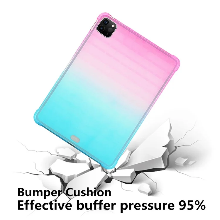 Gradient Color Shockproof TPU Tablet Cover for iPad Air 11 (2024) / Air (2020) / Air (2022) / Pro 11-inch (2021)(2020)(2022) - Rose / Cyan