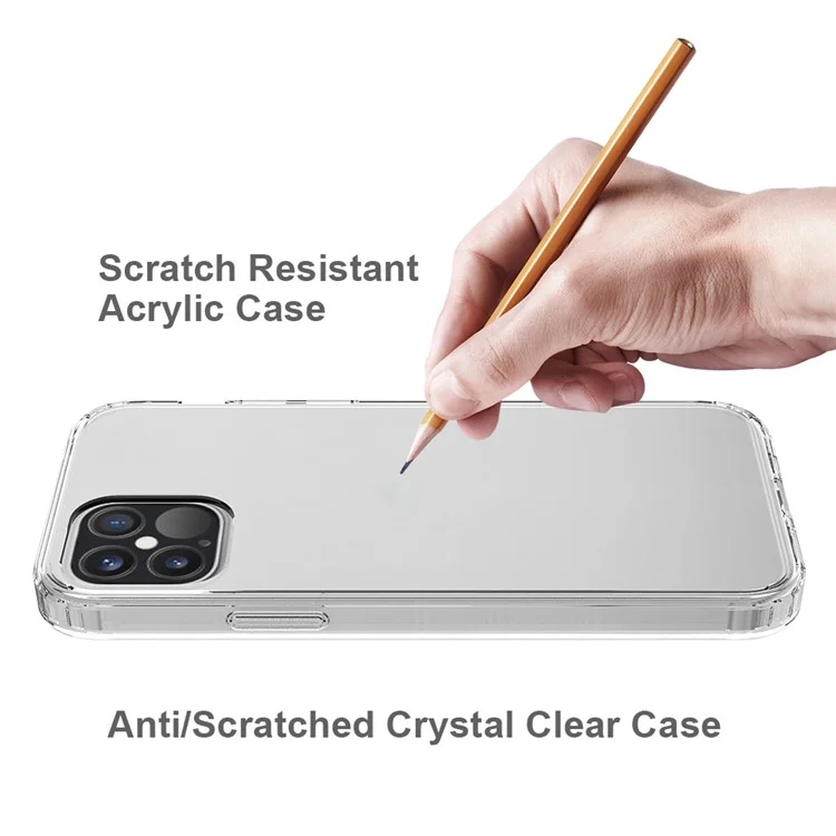 Capa de Celular Bolsa Resistente a Arranhões Acrílico + TPU Transparente Capa de Telefone para iPhone 12 Pro/12