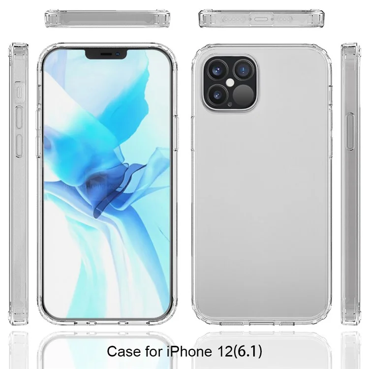 Capa de Celular Bolsa Resistente a Arranhões Acrílico + TPU Transparente Capa de Telefone para iPhone 12 Pro/12