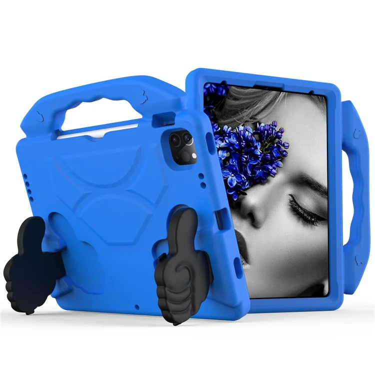 Funda protectora a prueba de golpes con soporte para el pulgar EVA para iPad Air (2020) / Air (2022) / Pro 11 (2024) / (2021) / (2020) / (2022) - Azul