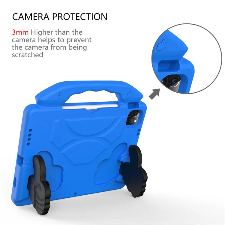 Funda protectora a prueba de golpes con soporte para el pulgar EVA para iPad Air (2020) / Air (2022) / Pro 11 (2024) / (2021) / (2020) / (2022) - Azul