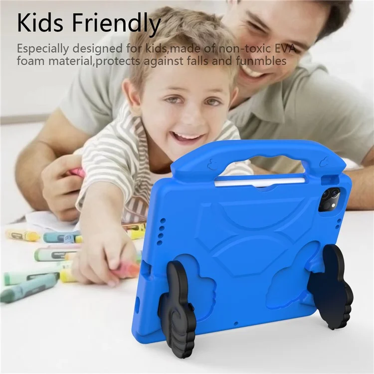 Funda protectora a prueba de golpes con soporte para el pulgar EVA para iPad Air (2020) / Air (2022) / Pro 11 (2024) / (2021) / (2020) / (2022) - Azul