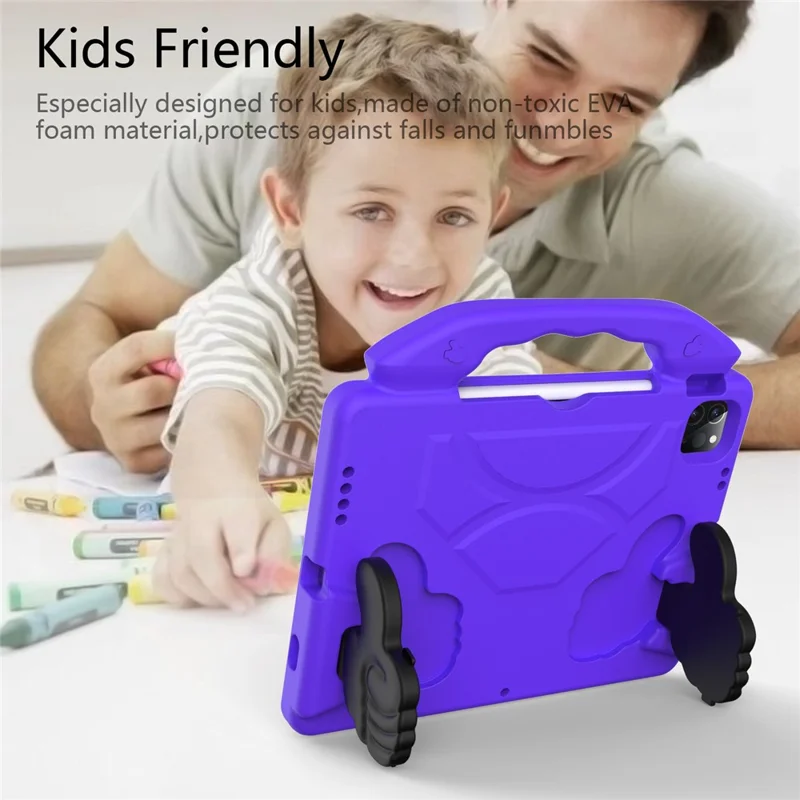 Custodia Protettiva EVA con Supporto per Pollice Antishock per iPad Air (2020) / Air (2022) / Pro 11 (2025) / 11 (2024) / (2021) / (2020) / (2022) - Viola