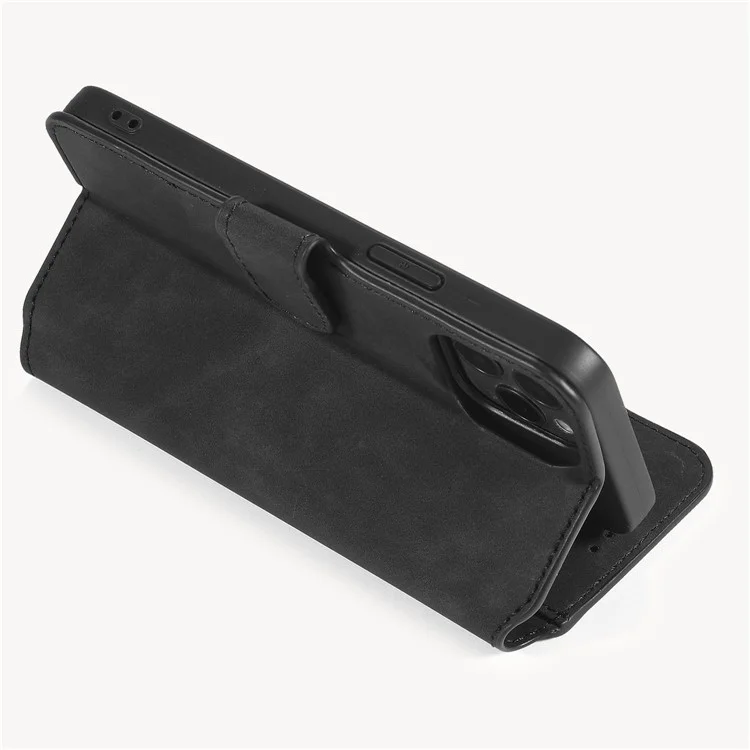 DG.MING Retro Style Leather Wallet Shell für iPhone 12 Pro/12 - Schwarz