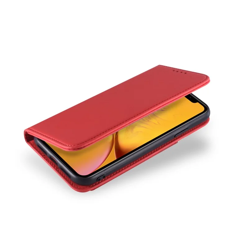 Carteira de Couro Sintético com Toque de Silicone Líquido e Suporte para iPhone XR 6.1 polegadas - Vermelho