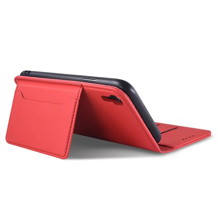 Carteira de Couro Sintético com Toque de Silicone Líquido e Suporte para iPhone XR 6.1 polegadas - Vermelho