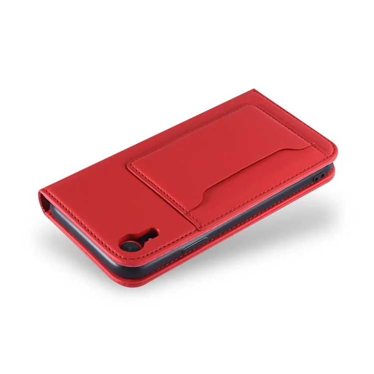 Carteira de Couro Sintético com Toque de Silicone Líquido e Suporte para iPhone XR 6.1 polegadas - Vermelho