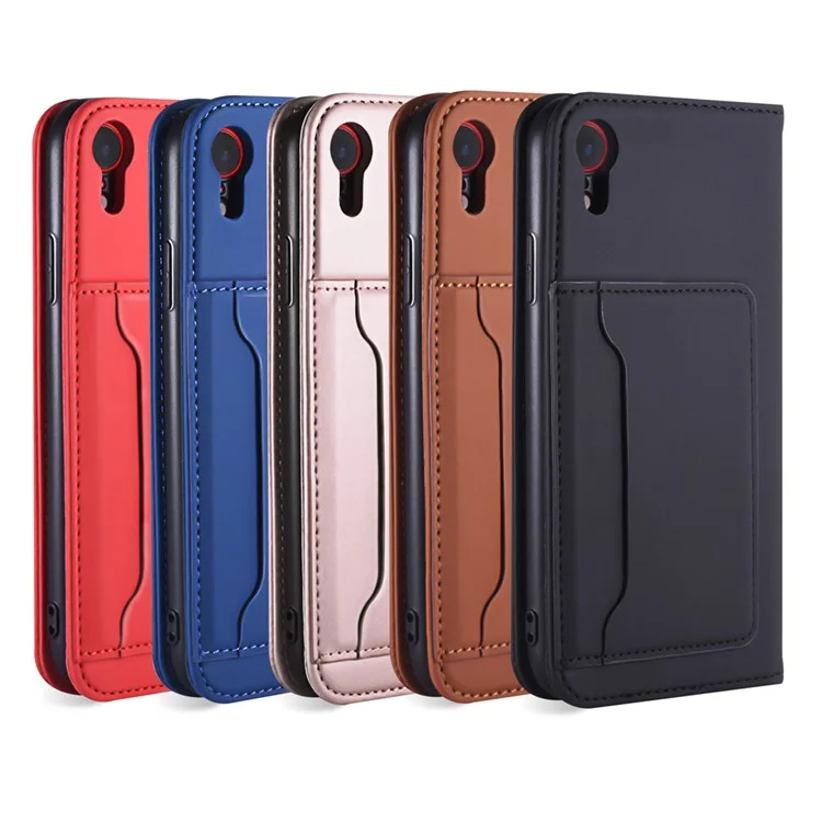 Carteira de Couro Sintético com Toque de Silicone Líquido e Suporte para iPhone XR 6.1 polegadas - Vermelho